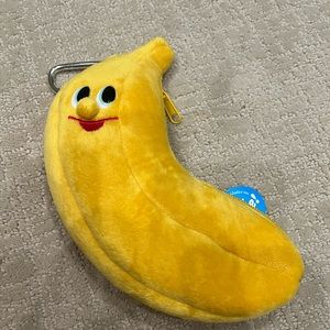 Plush banana zipper gladee bag with hook